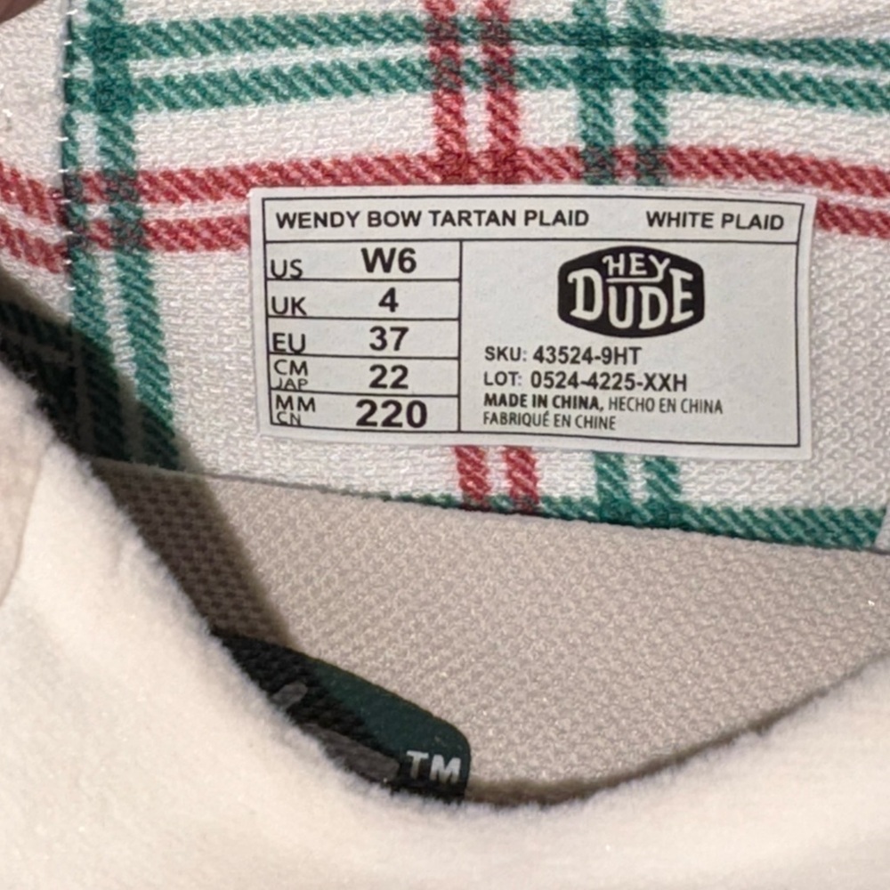 Hey Dude Festive Moccasins with Plaid Bow - Picture 5 of 6